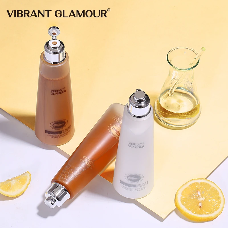 

VIBRANT GLAMOUR Shower Gel Shampoo Hair Lotion Amino Acid Nourishing Smooth Straighten Repair Crocodile Care Series 3 Pieces