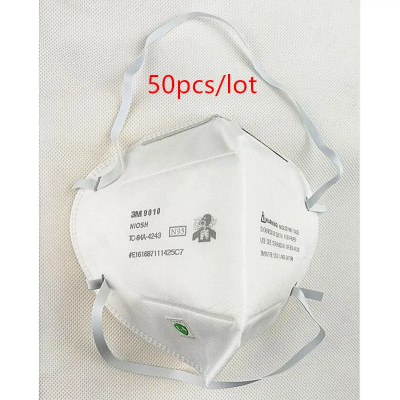 50 шт./лот 3 м 9010 N95 маски против пыли и гриппа H1N1 защитная маска сертифицированная NIOSH/LA маска эффективный антистатический фильтр H012820