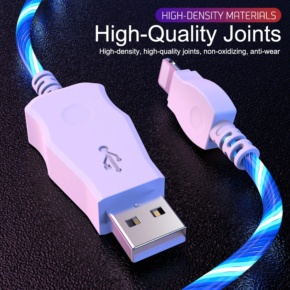 ED Light Micro USB Type C Cable Charger Data Cord For iPhone X 6 7 8 Plus Samsung Huawei Xiaomi Note 10 USBC Fast Charging Wire | Мобильные