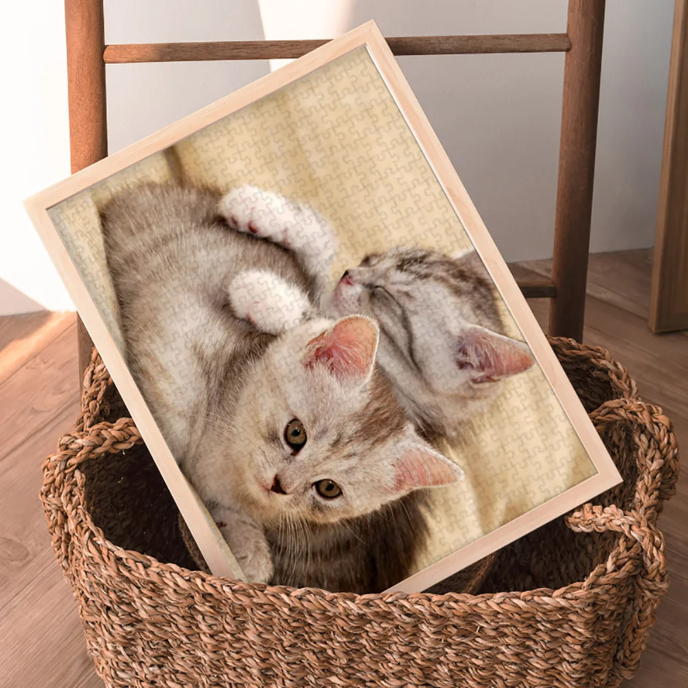 

1000PCS Wooden Puzzle Cute Cat Puzzle Board Set Toy Funny Adult Woodens Puzzles Children Christmas Gift Educational Game Toys