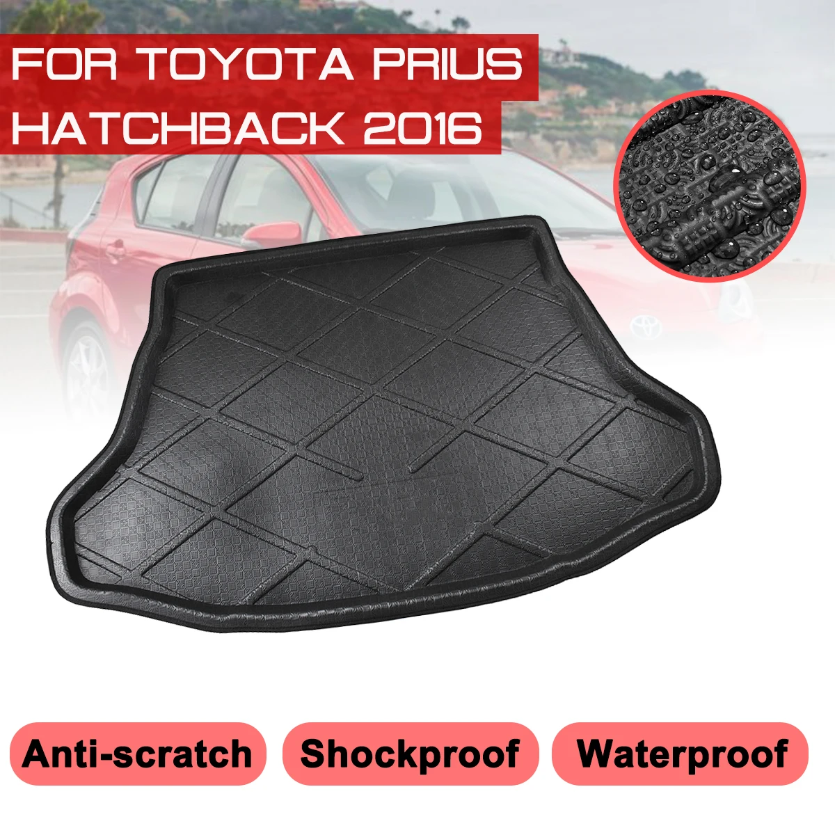 

Carpet Car Floor Mat For Toyota Prius Hatchback 2016 Rear Trunk Anti-mud Cover