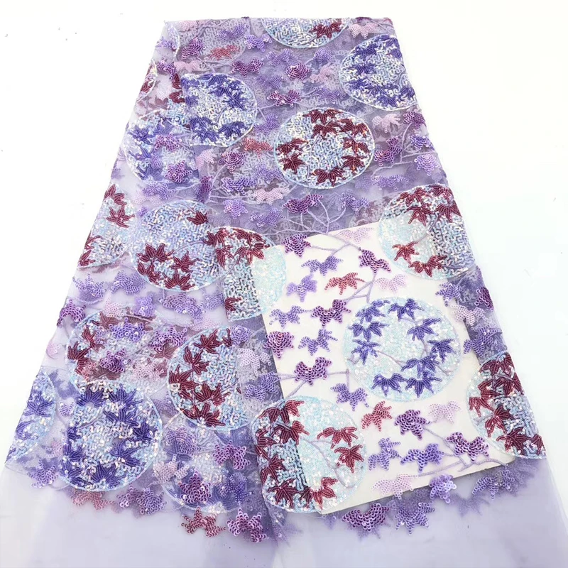

African Lace Fabric 2020 High Quality Embroidery Pattern DIY Colorful Lace 5 Yards Polyester Sweet Style Fabrics For Wedding