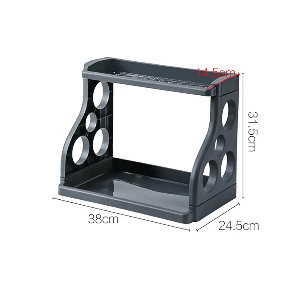 

Multi-purpose double-layer kitchen shelf seasoning storage rack floor plastic knife holder seasoning rack seasoning shelf