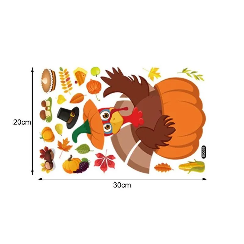 Наклейка на окно День Благодарения индейка кленовый лист | Дом и сад