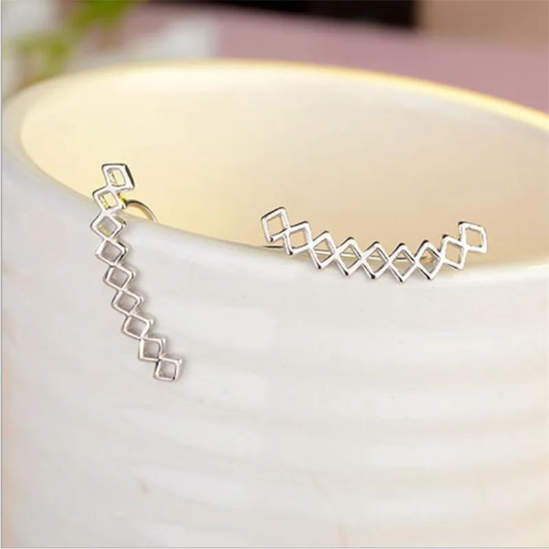 Модные женские серебряные серьги 925 модные геометрические для пирсинга Женские