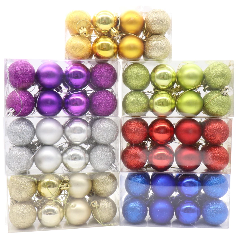 16pcs/lot Glitter Round Christmas Tree Decor Ball Plastic Hanging Balls for Xmas decorations | Дом и сад
