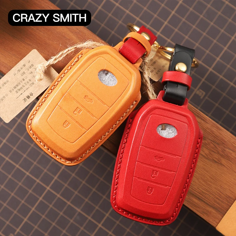 Чехол для ключей Crazy Smith ручной работы Toyota Highlander/Corolla/RAV4/Prado из кожи растительного