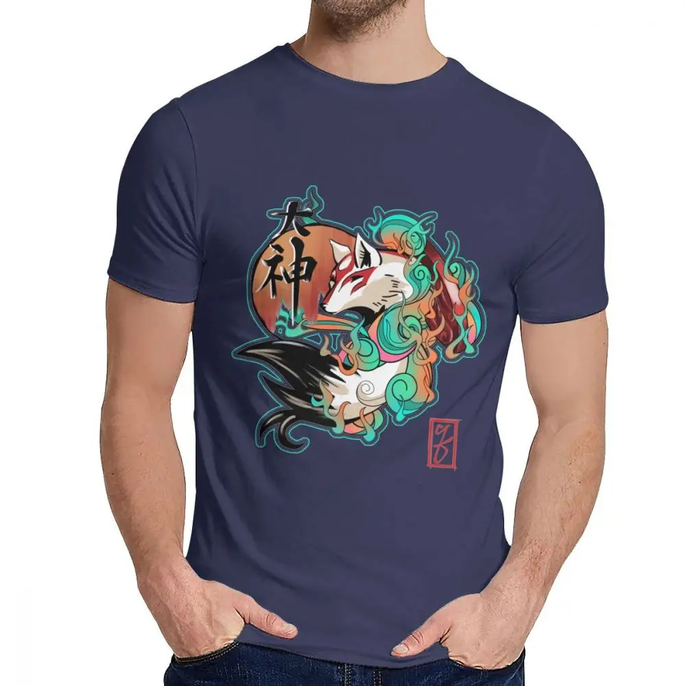 Футболка для мальчиков Okami Adventure Offical Trailer хлопок Geek Классический круглый вырез Harajuku уличная футболка рубашка - Цвет: Тёмно-синий