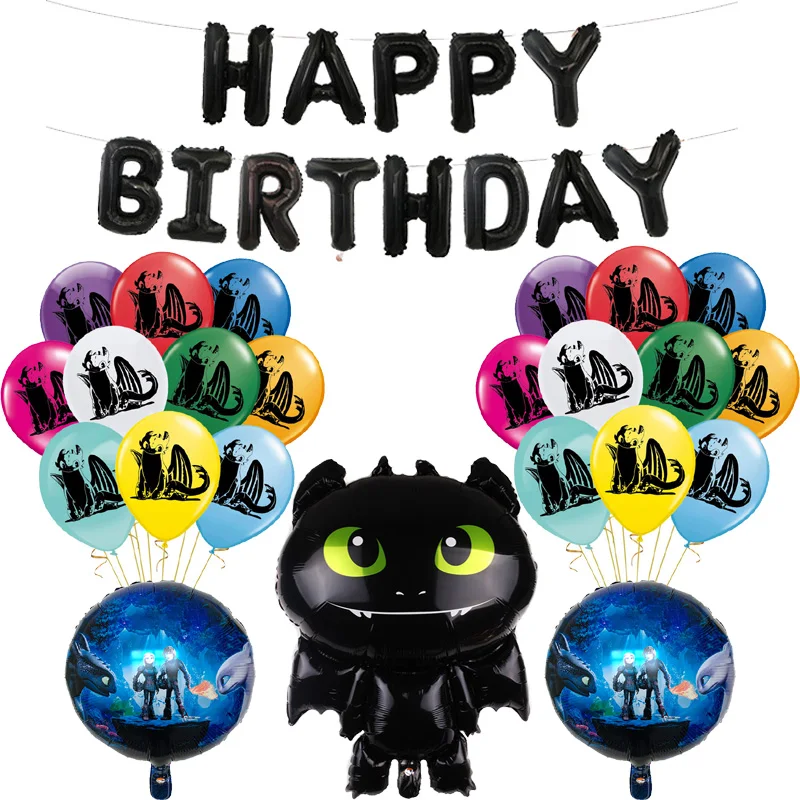 Новинка 1 комплект черные фольгированные воздушные шары без зубов в виде дракона