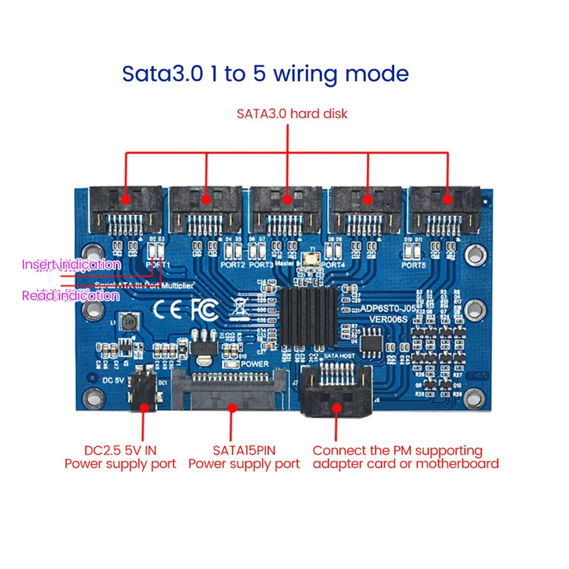 

Переходник-удлинитель для карты передачи SATA 1 на 5 адаптер для жестких дисков материнская плата с портом SATA карта расширения