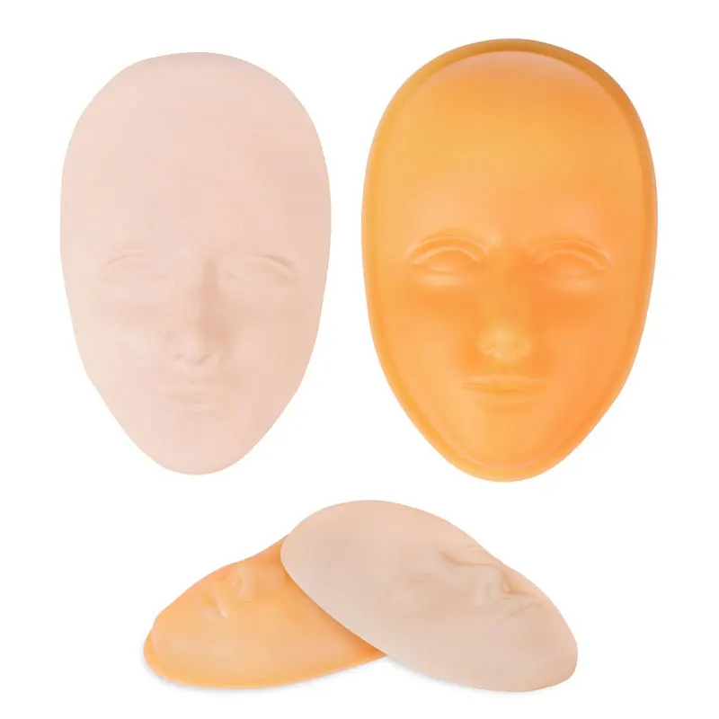 

5D Facial Tattoo Training Head Silicone Practice Permanent Makeup Lip Eyebrow Tattoo Skin Mannequin Doll Face with Base Holder