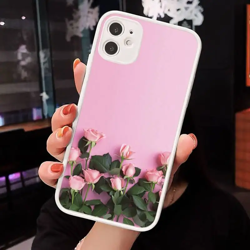 

Peony tulip flower rainbow Phone Case Matte transparent For White iPhone 12 Mini 11 Pro XR XS Max 7 8 Plus X Back Cover