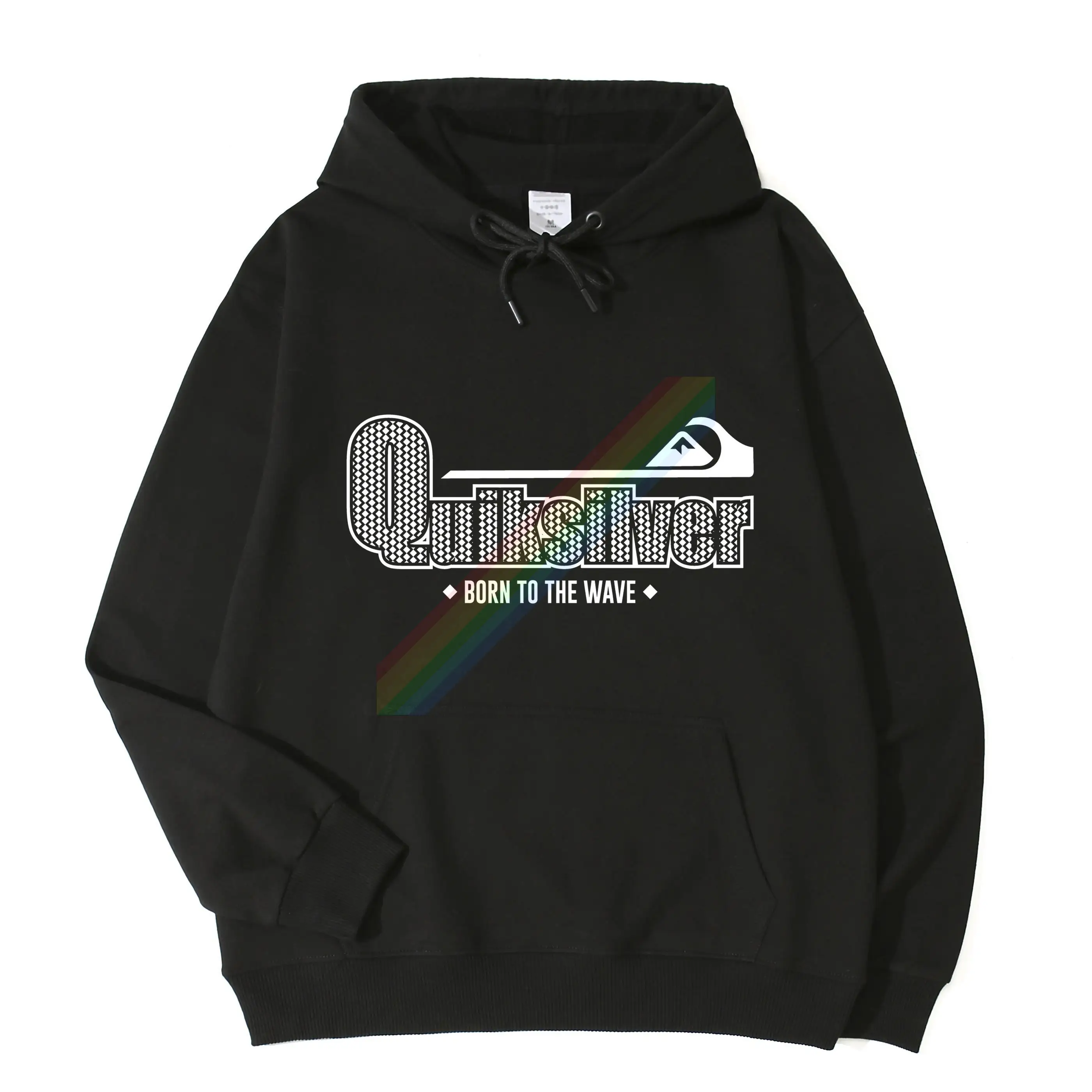 

Quiksilver Born To The Wave White Fonts Logo Autumn Winter Hoodie Slim Long Sleeve Pocket Sweatshirt Unique Unisex Tops Pullover