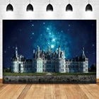 Laeacco ночной голубой градиент небо звезды замок декор комнаты фотография Фон фотография фото фон для фотостудии