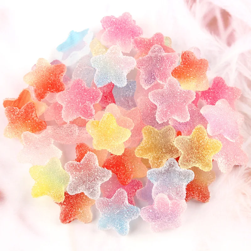 10pcs 17mm Resin kawaii food star-shaped sweet sugar soft candy charms ornament decoration Jewelry making Handicraft Material