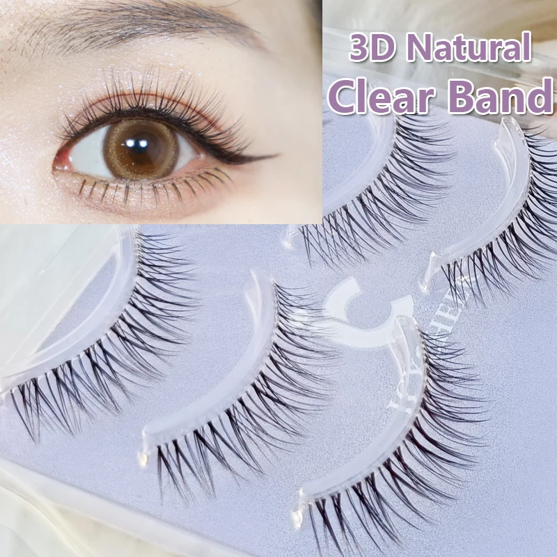 

3 пары натуральных густсветильник ких искусственных ресниц, корейские короткие накладные ресницы, телесный макияж для азиатских глаз, объе...