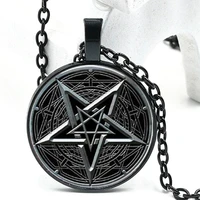 satanism pendant necklace 2020 new sigil of leviathan baphomet necklace fashion chain mens womens glass pendant men jewelry