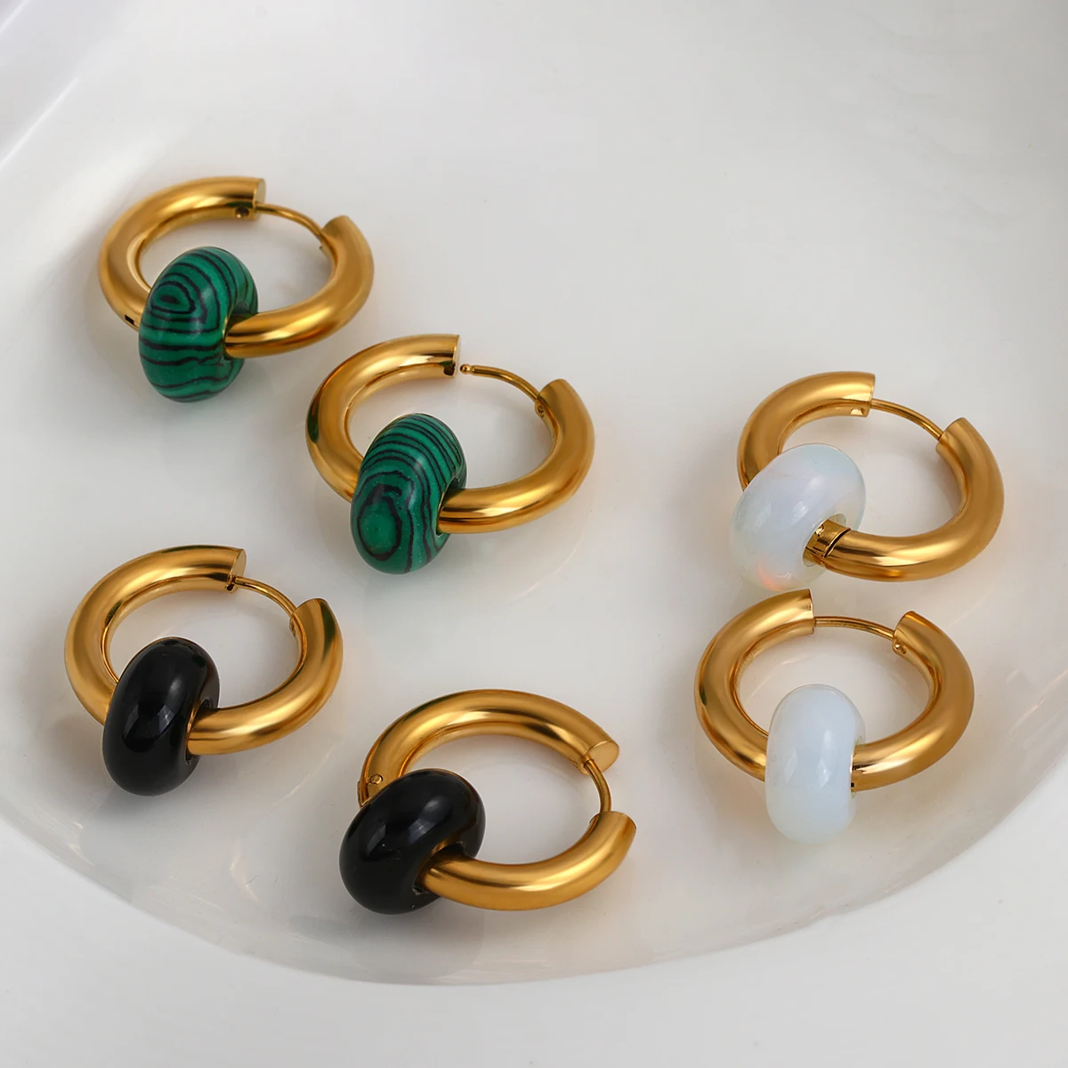 

Женские круглые серьги-подвески AENSOA, золотистые акриловые серьги с геометрическим рисунком, 3 цвета, ювелирные украшения