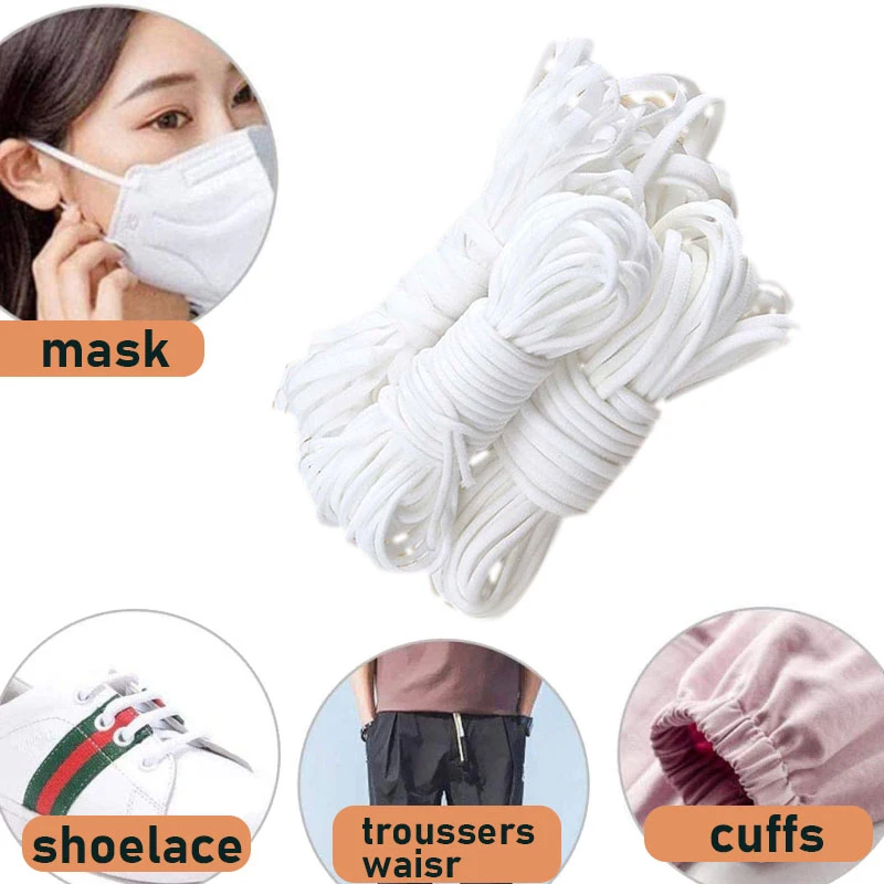 2020 оптовая продажа 3 мм белые тонкие круглые эластичные ленты эластичная веревка