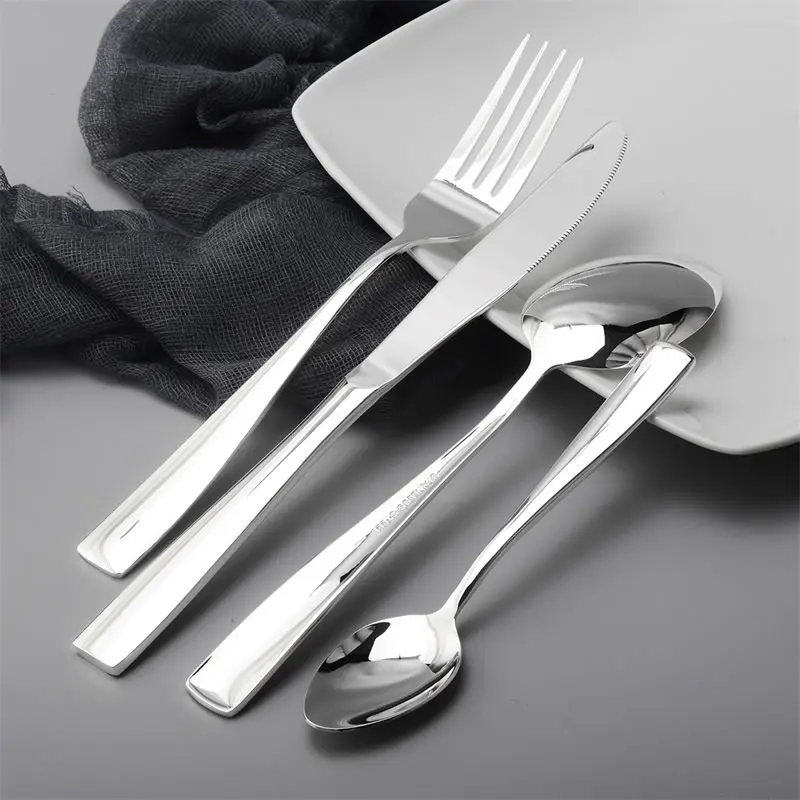 Посеребренный Обеденный набор столовые приборы из нержавеющей стали кухонная