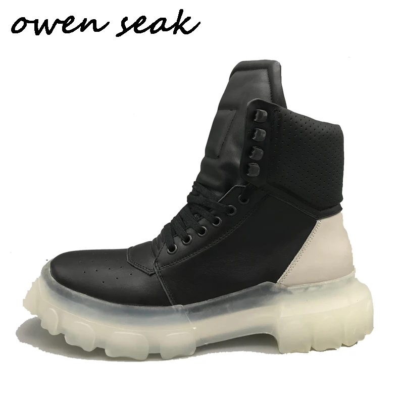 Мужские высокие ботинки Owen Seak Коричневые Высокие кроссовки из коровьей кожи на