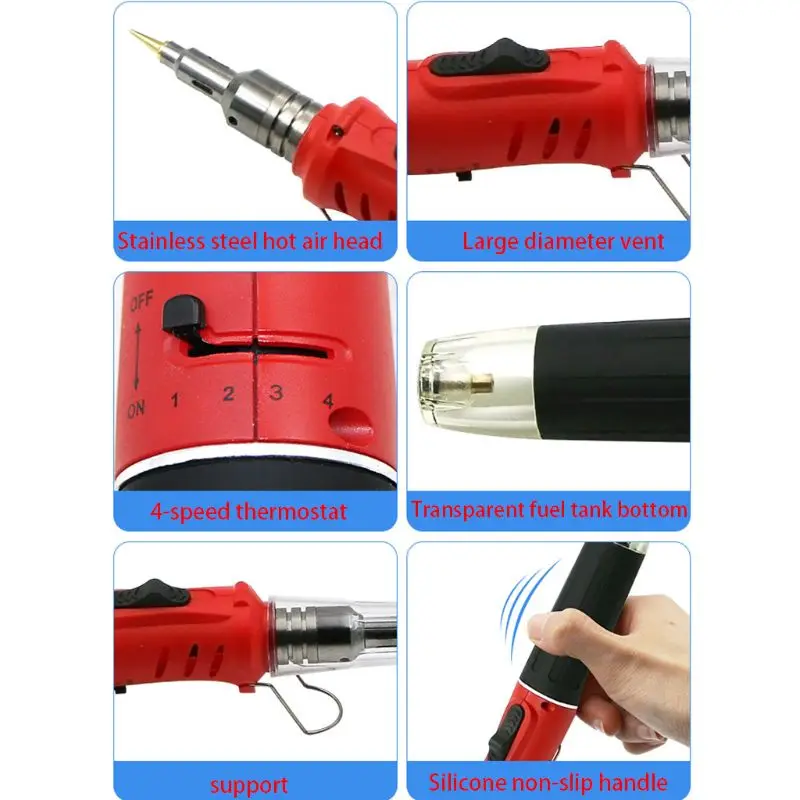 

LXAC HS-1115K 10in1 Professional Butane Gas Soldering Iron Set 26ml Welding Kit Torch