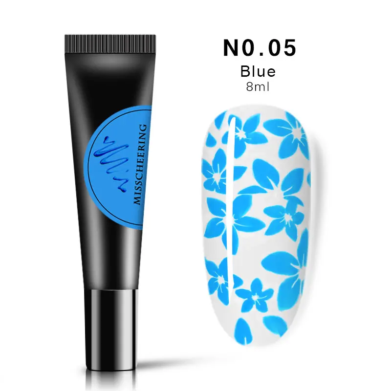 05 Blue 8 мл Гель-лак для стемпинга ногтей цветной принт масло УФ Гель-лак для ногтей впитывающийся лак для переноса стемпер пластины DIY Инструменты для дизайна ногтей - Цвет: 05 Blue