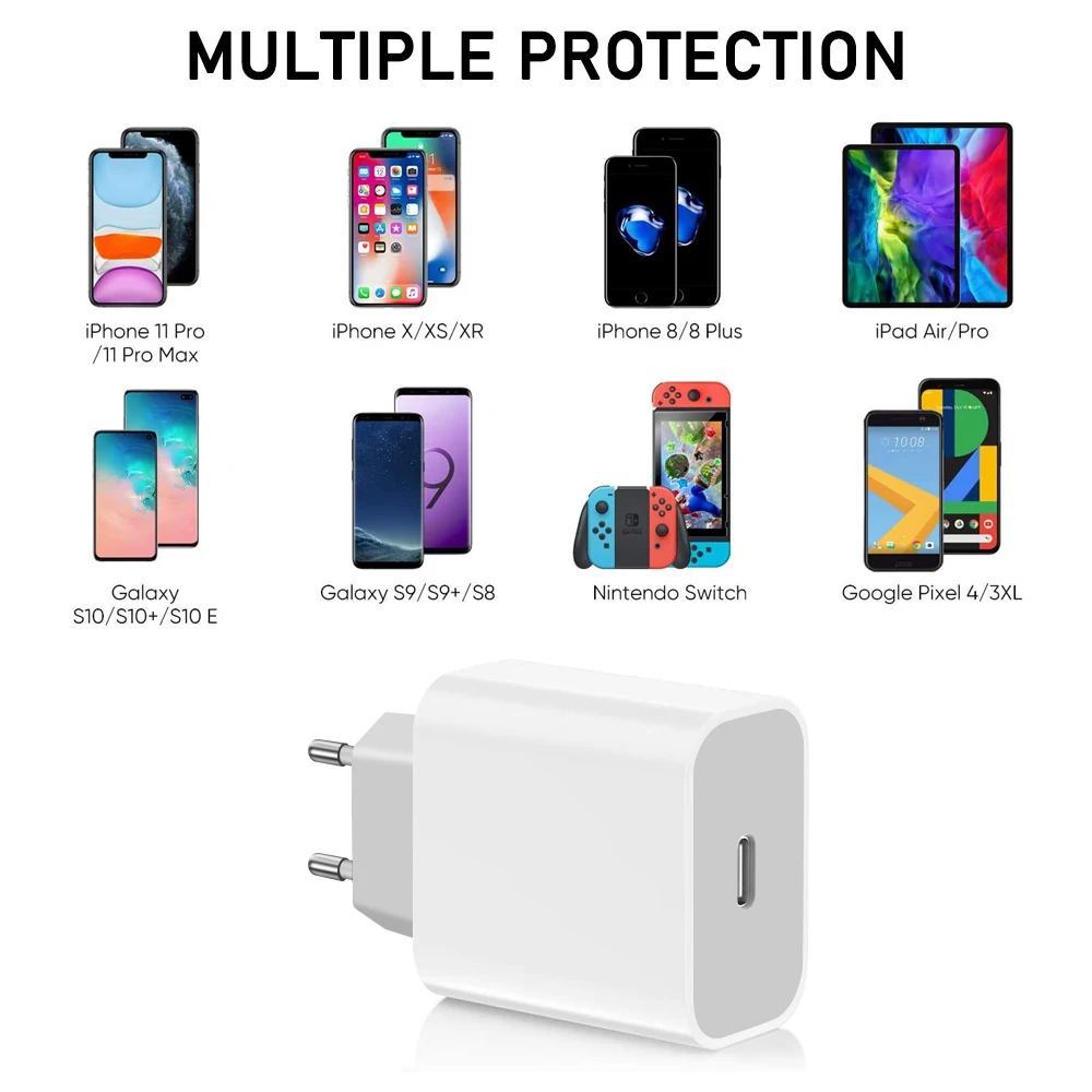 Быстрая зарядка 18 Вт PD зарядное устройство для iPhone 12 pro Max 11 X Xs 8 iPad QC 3 0 Type C Pro usb