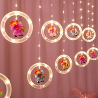 unicorn string lights usb power curtain lamp 3x0 5m flash fairy garland indoor windows for christmas kids girl room decoration