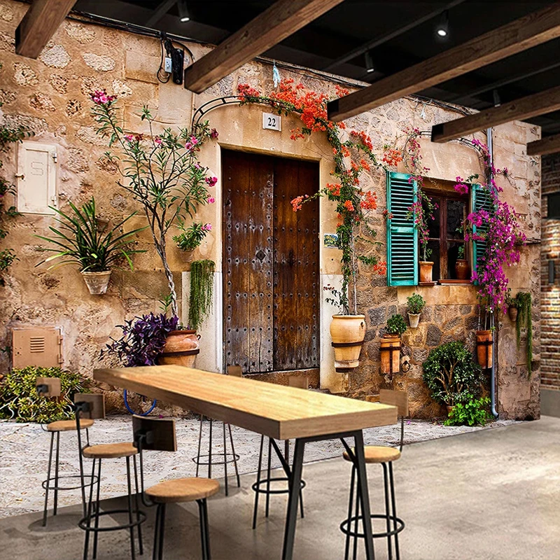 Пользовательская 3D фото настенная Бумага Европейский уличный вид Ретро