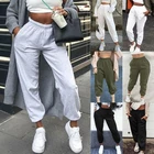 Брюки Женские однотонные, с карманами, широкие, дышащие, с высокой талией, свободные, повседневные, в стиле хип-хоп, для спортзала, уличные, 2020
