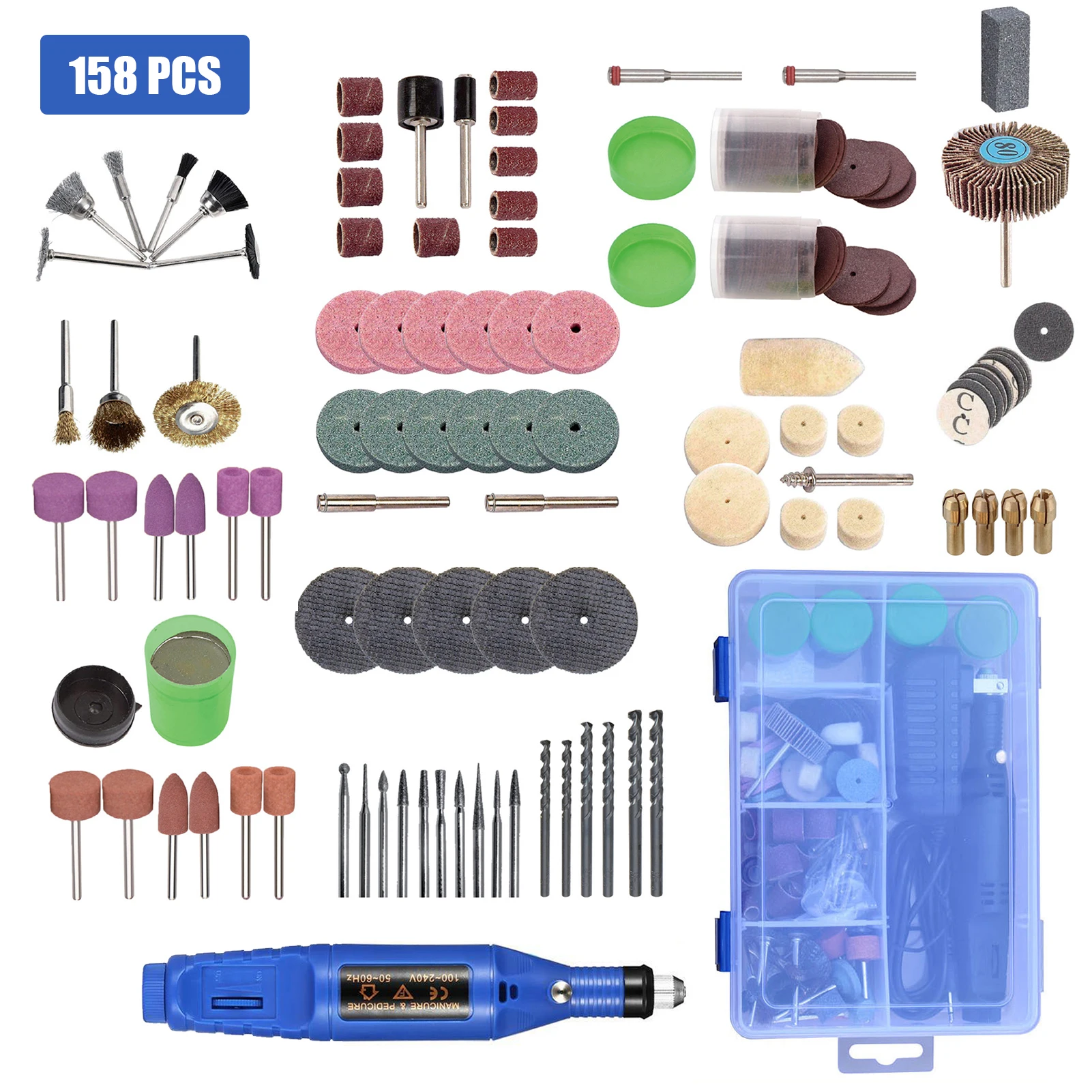 Электрическая шлифовальная дрель вращающийся набор инструментов 158 шт.