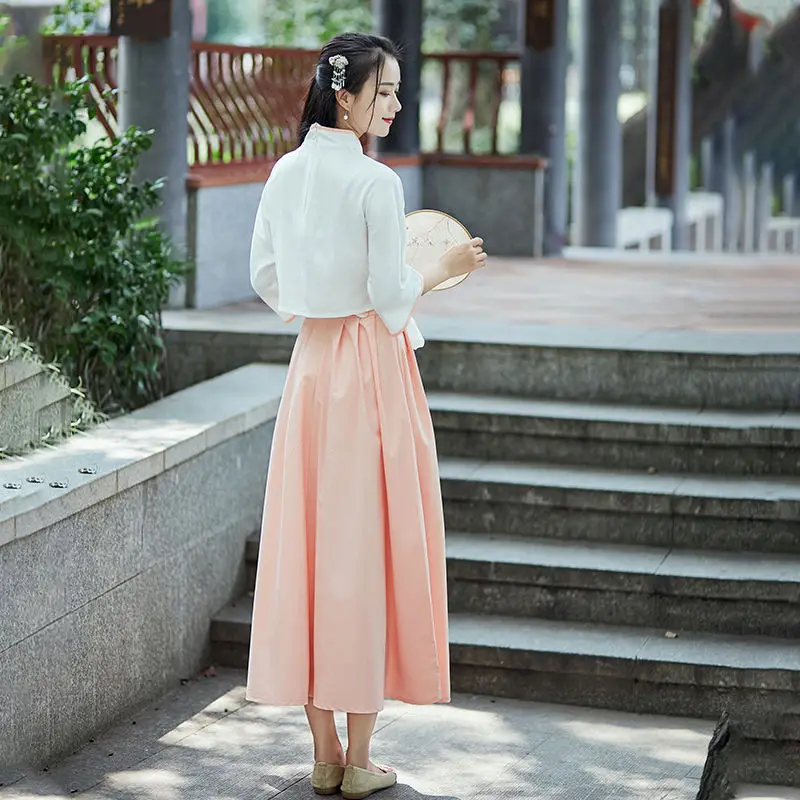 2020 Новый китайский стиль традиционный ханьфу танцевальный костюм платья Фея Элегантная вышивка бабочка цветок юбка + Топы Наборы от AliExpress WW
