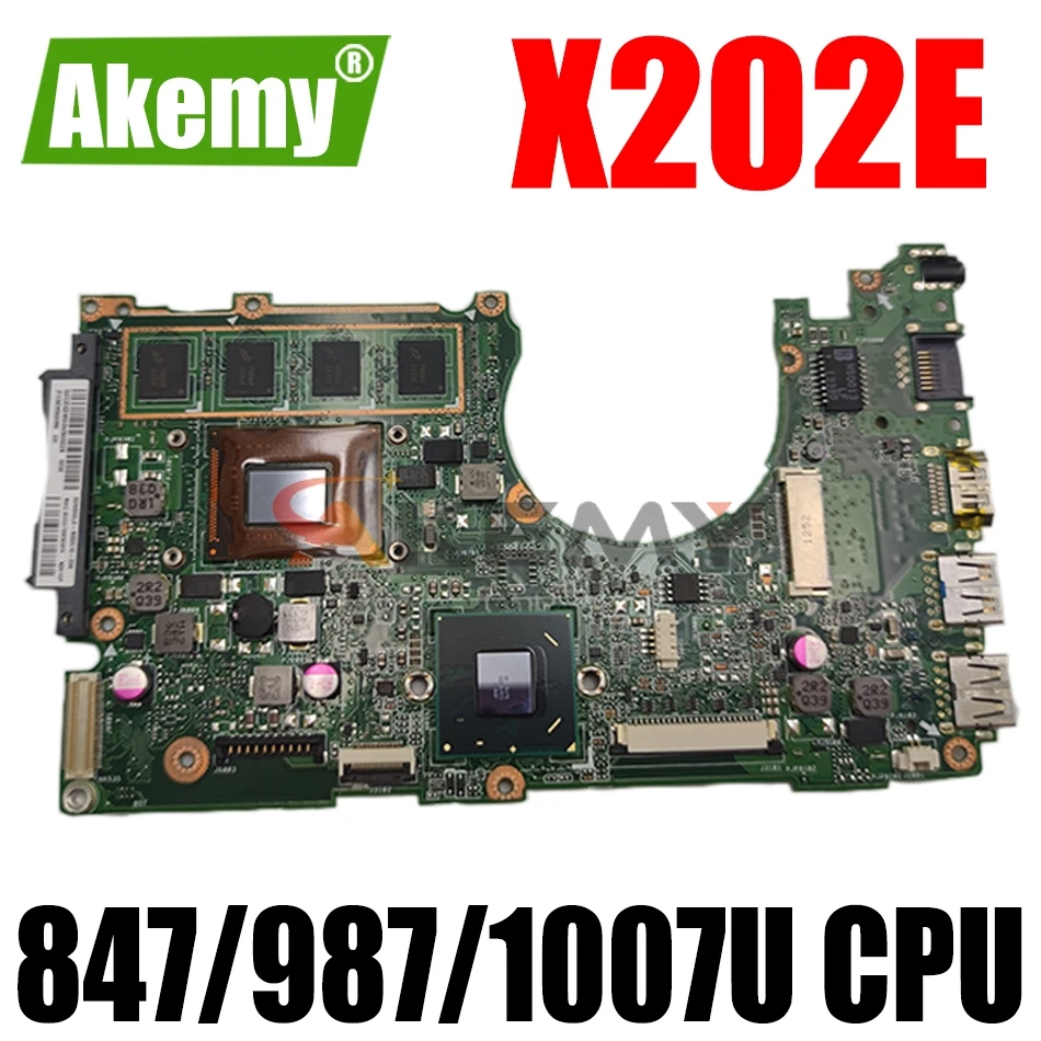 

Материнская плата AKEMY X202E для ноутбука ASUS VivoBook S200E X201E X201EP X201EV, оригинальная материнская плата 4GB-RAM 847/987/1007U ЦП