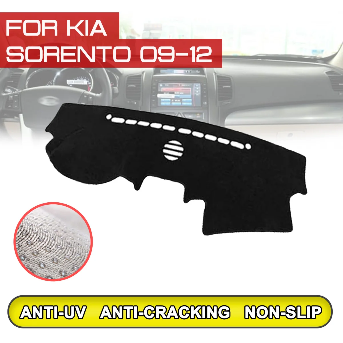 

Коврик для приборной панели автомобиля, противоскользящий, для KIA Sorento 2009, 2010, 2011, 2012, защита от ультрафиолета