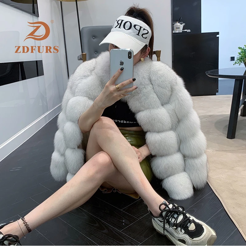 Женская кожаная куртка ZDFURS жилет из 100% натурального меха лисы пальто с