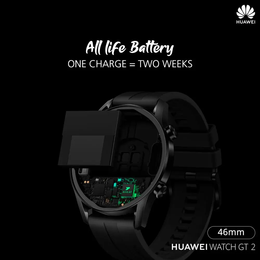 Скидка $6 на каждые $65 HUAWEI Watch GT 2 GT2 Смарт-часы с кислородом крови 14 дней батарея 5ATM