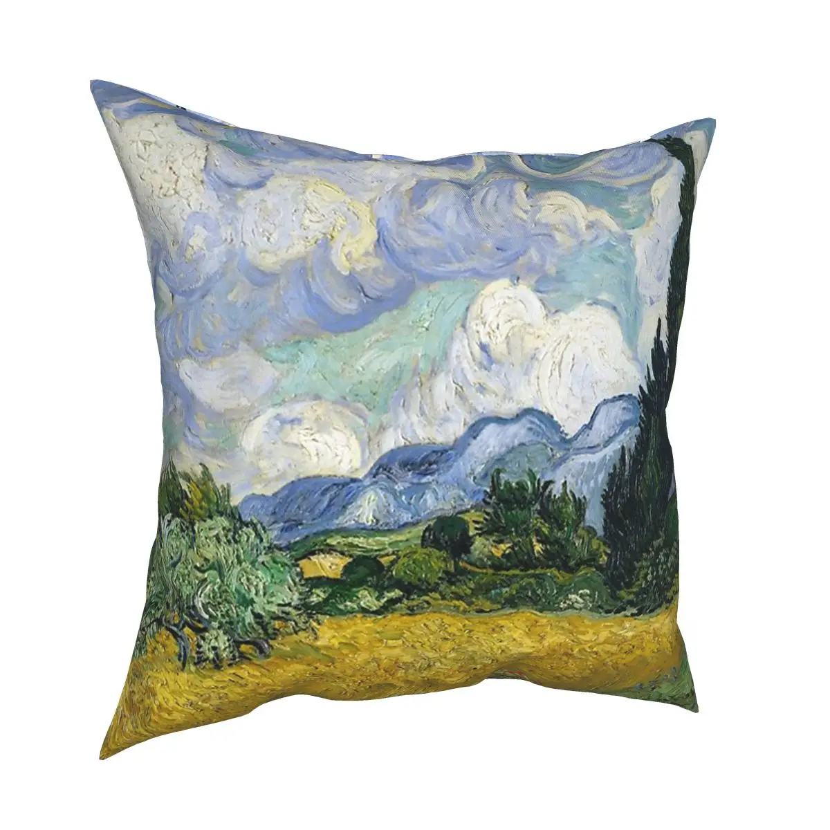 

Wheat Field With Cypresses Van Gogh Pillow Cover Decoration Cushion Cover Throw Pillow for Home Polyester Double-sided Printing
