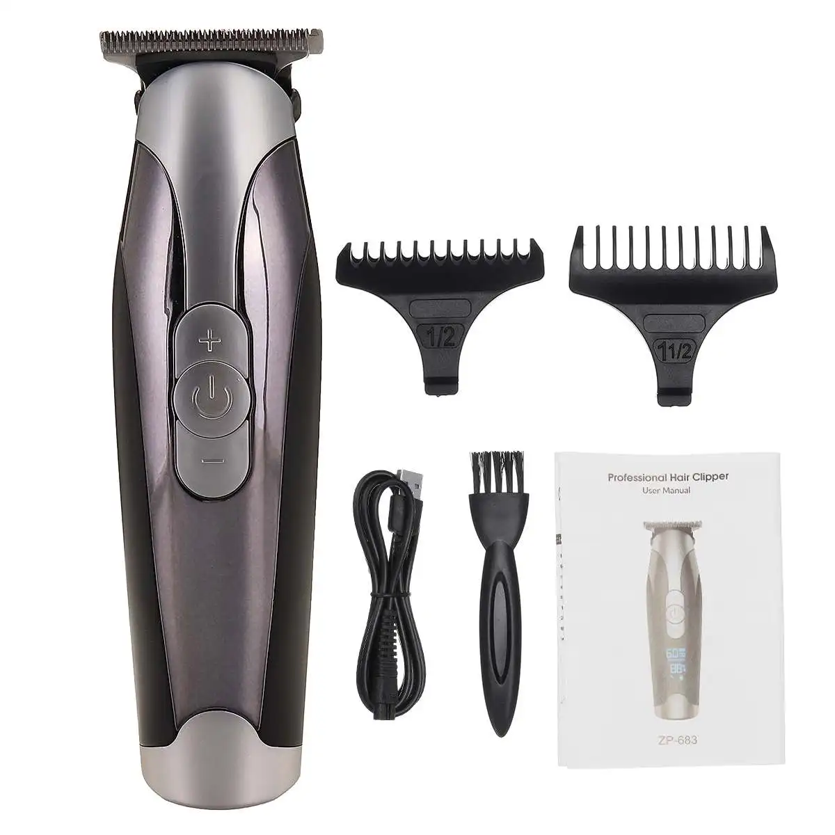 

Professional Digital Hair Trimmer Rechargeable Electric Hair Clipper Men's Cordless Haircut Adjustable Ceramic Blade