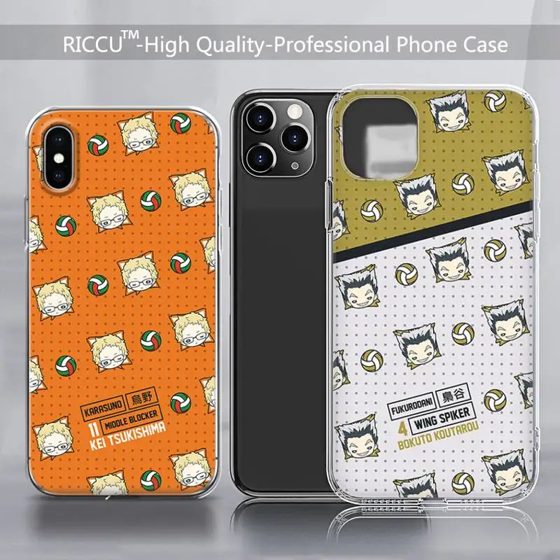 

Q version volleyball boy Haikyuu Anime Phone Case Transparent for iPhone 13 12 11 pro Mini XS MAX 8 7 6 6S Plus X SE Phone Case