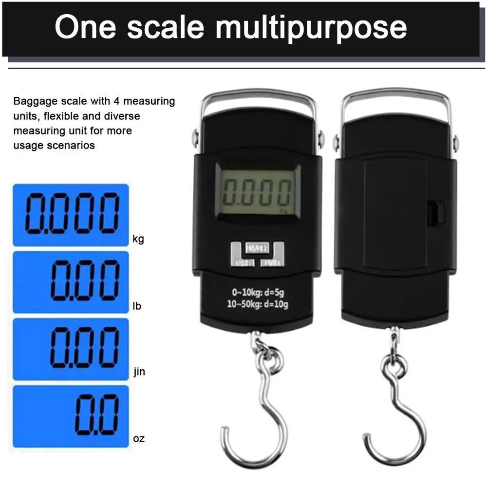 BOBI 50KG 10g Electronic Portable Digital Scale Hanging Hook Fishing Travel Double Precision Luggage Weight Balance Scales | Спорт и