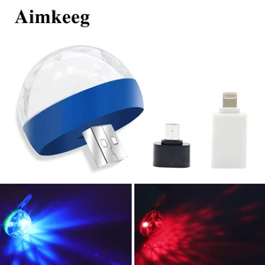 Миниатюрное вечерние чное освещение Aimkeeg RGB, волшебный шар с звуковым управлением, 3 Вт, цветное сценическое освещение для диджея для мобильного телефона
