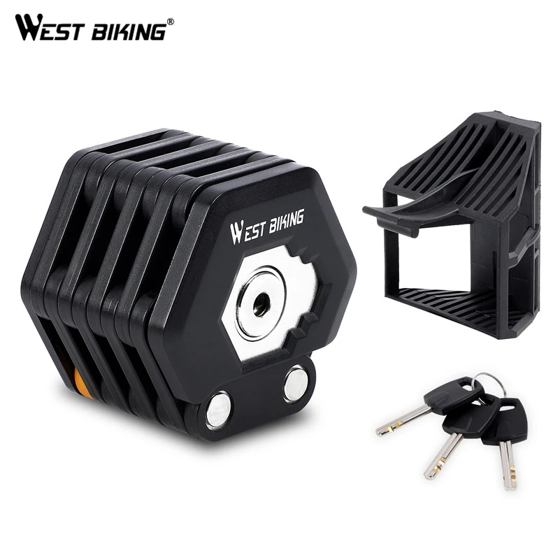 

WEST BIKING Foldable Bike Lock Anti-theft Bicycle Locks Road MTB Cycling Lock With Keys Cycling Accessories Safety Locks