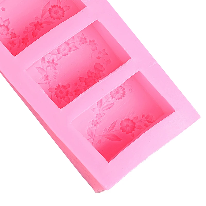 Цветочная прямоугольная силиконовая форма для мыла ручной работы мороженое-желе