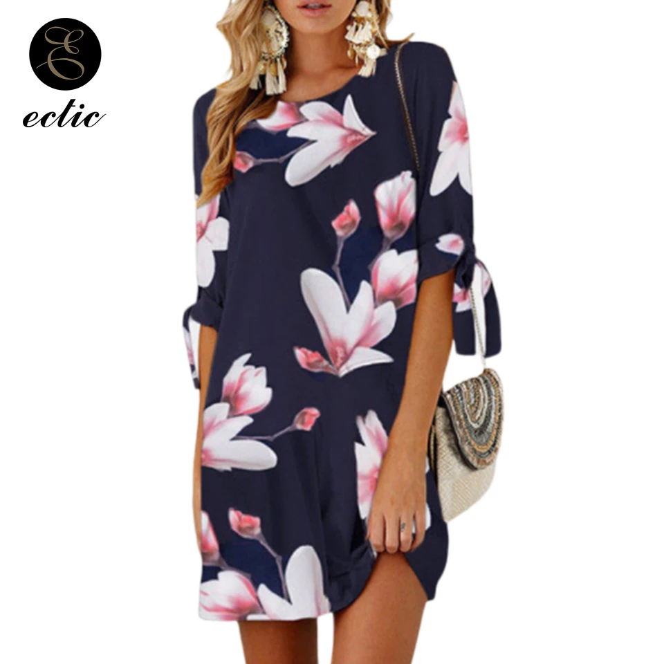 Boho Chic Стиль платье Цветочный принт узлом пляжный халат Femme Ete 2021 размера плюс