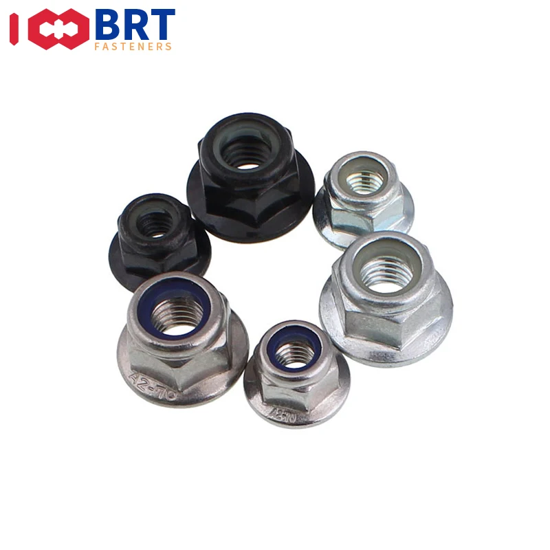 

2/10pcs M3 M4 M5 M6 M8 M10 M12 Black Carbon 316 304Stainless Steel Hex Flange Nylon Insert Lock Nut Self-locking Nylock Locknut