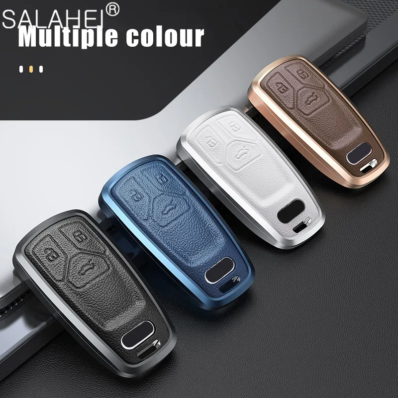 

Aluminum Alloy + Leather Car Key Case Cover Shell For Audi A6 A6L A5 Q7 S4 S5 S7 A4 B9 Q7 A4L 4m TT TTS RS 8S 8M 2016 2017 2018