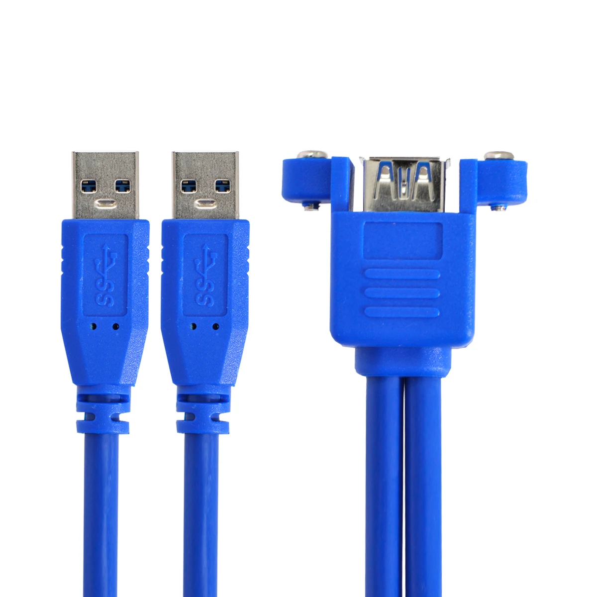 

Cablecc Combo Dual USB 3.0 Male to Stackable Female Extension Cable 50cm with Screw Panel Mount Holes