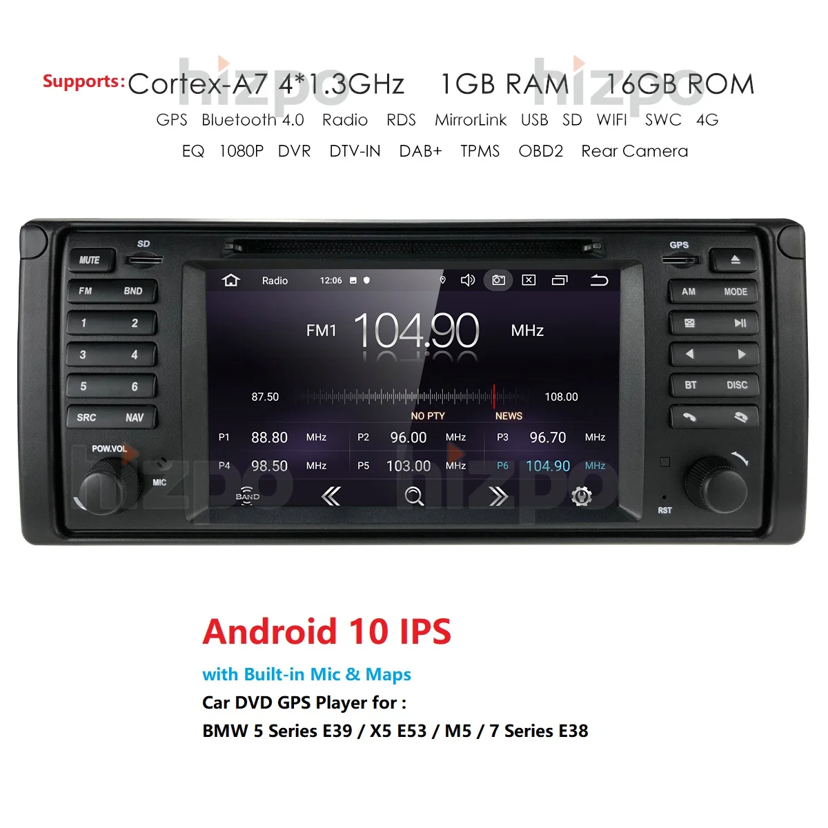 Автомагнитола 1Din Android 10 автомобильный мультимедийный стерео проигрыватель с IPS