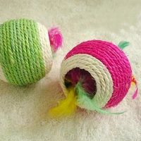 feather design sisal ball two holes scratchable cat toy interactive pet supplies cat accessories gatos accesorios jouet chat
